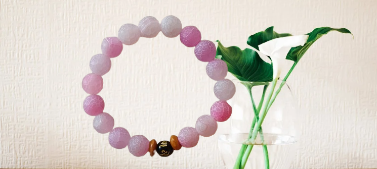 Bracelet en agate rose craquelée ECOVOGUE