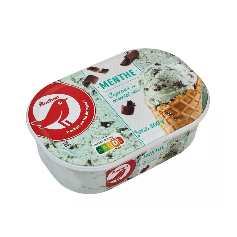 Glace a la menthe et copeaux de chocolats 500g
