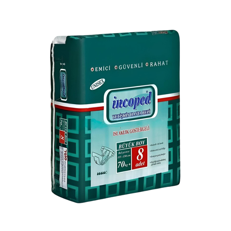 Couches adultes incoped unisexe large 8 pieces 70kg