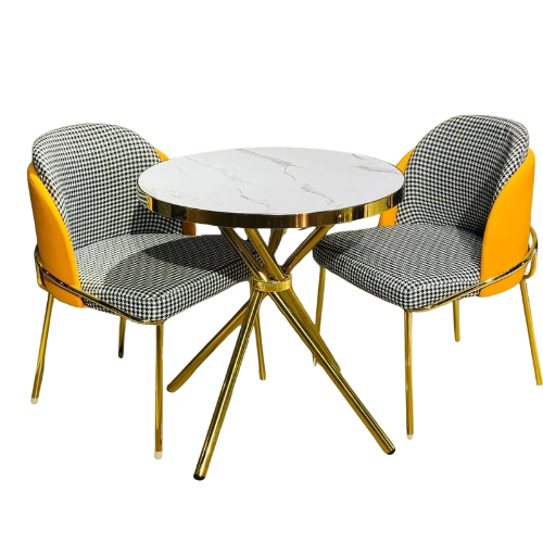 Table basse ronde en verre avec deux Chaises