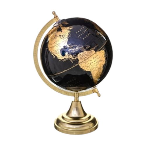 Decoration en forme de Globe Terrestre Noire Doree