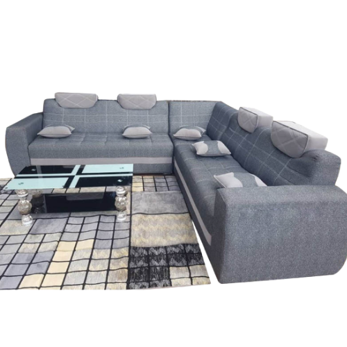 Salon en tissu 7 places avec Table basse en Verre et moquettes