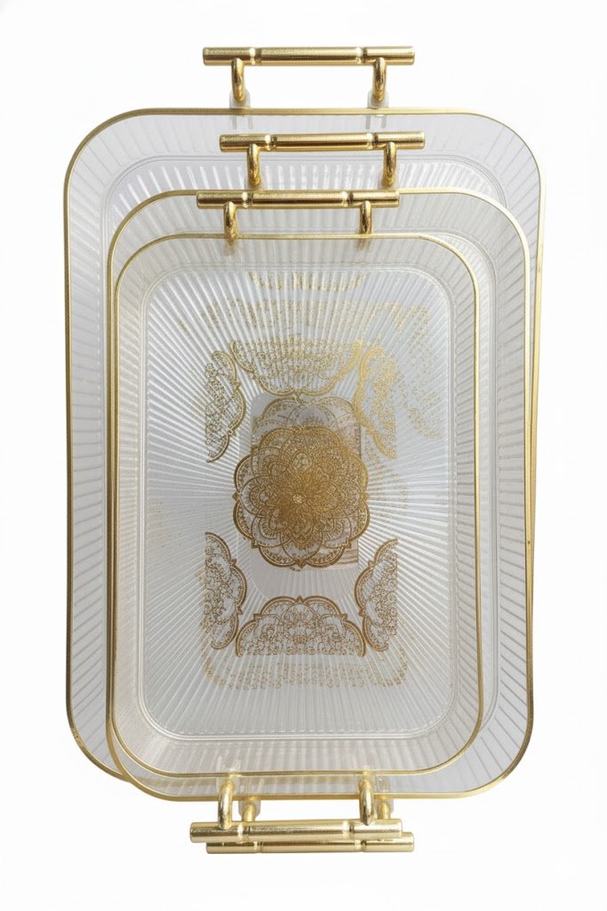 Plateau simple avec poignet doré 3pcs