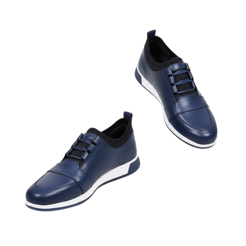 baskets basse en cuir bleu marine