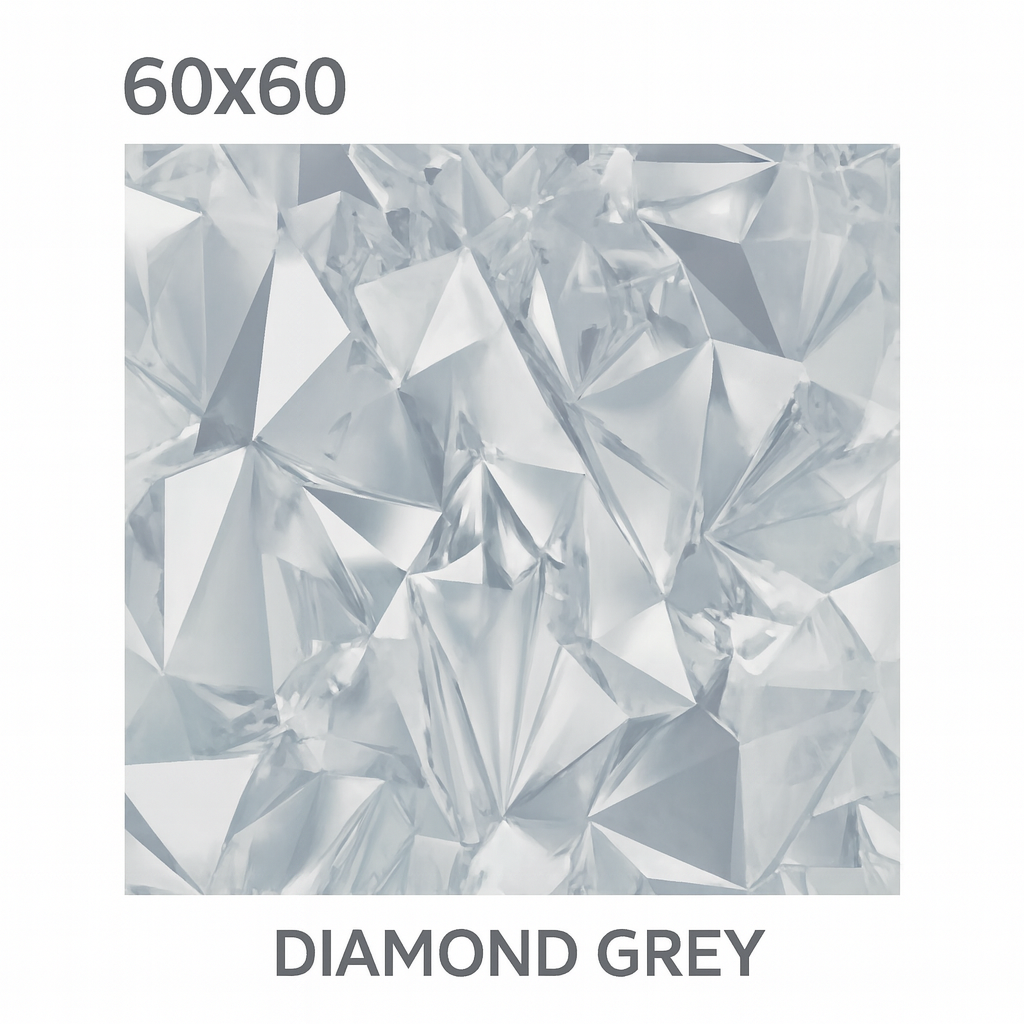 Carreau Diamond Grey en Gres-poly dimension 60/60, Gris (m2)