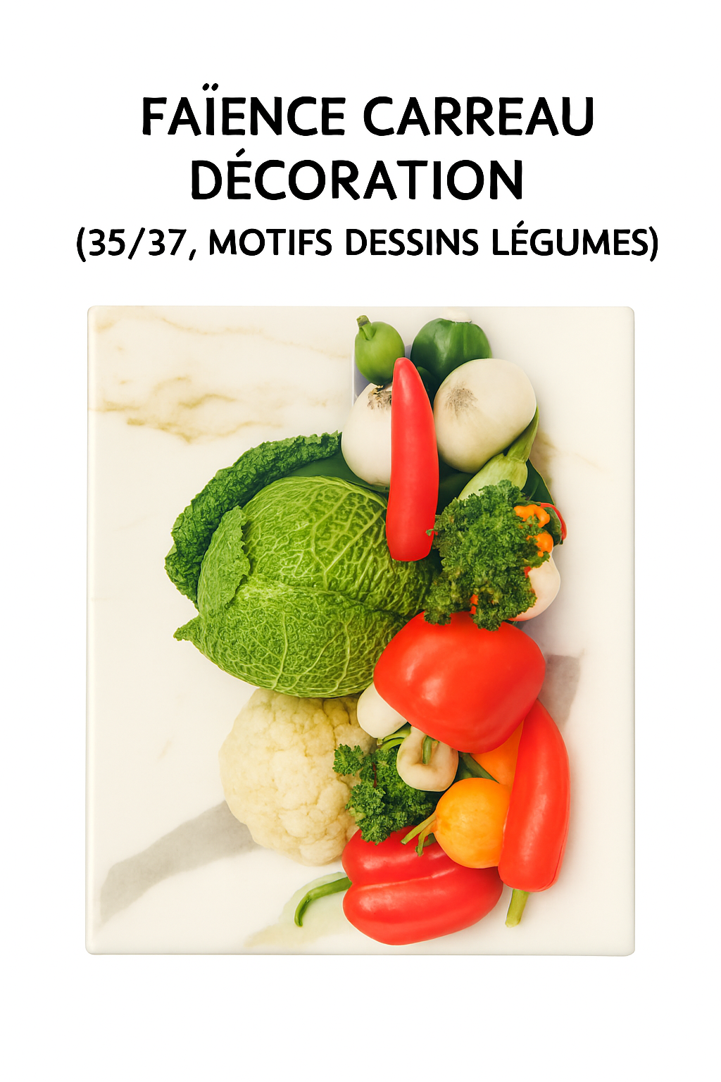 Faience Carreau de Decoration dimension 35/37 motifs dessins legumes