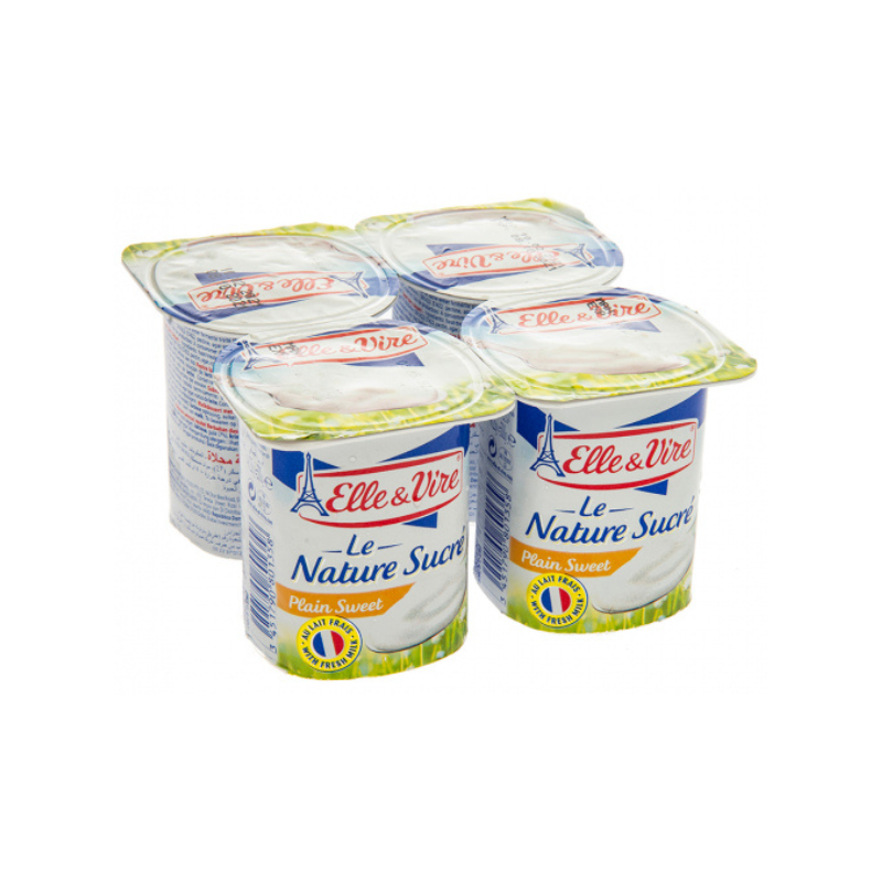 Lot de 4 Yaourts ELLE  & VIRE nature sucré