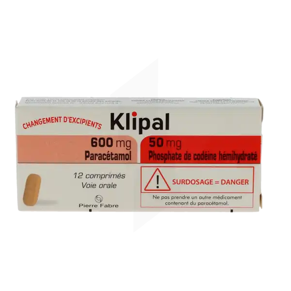 KLIPAL CODEINE 600/50 COMP B/12 — vue 1