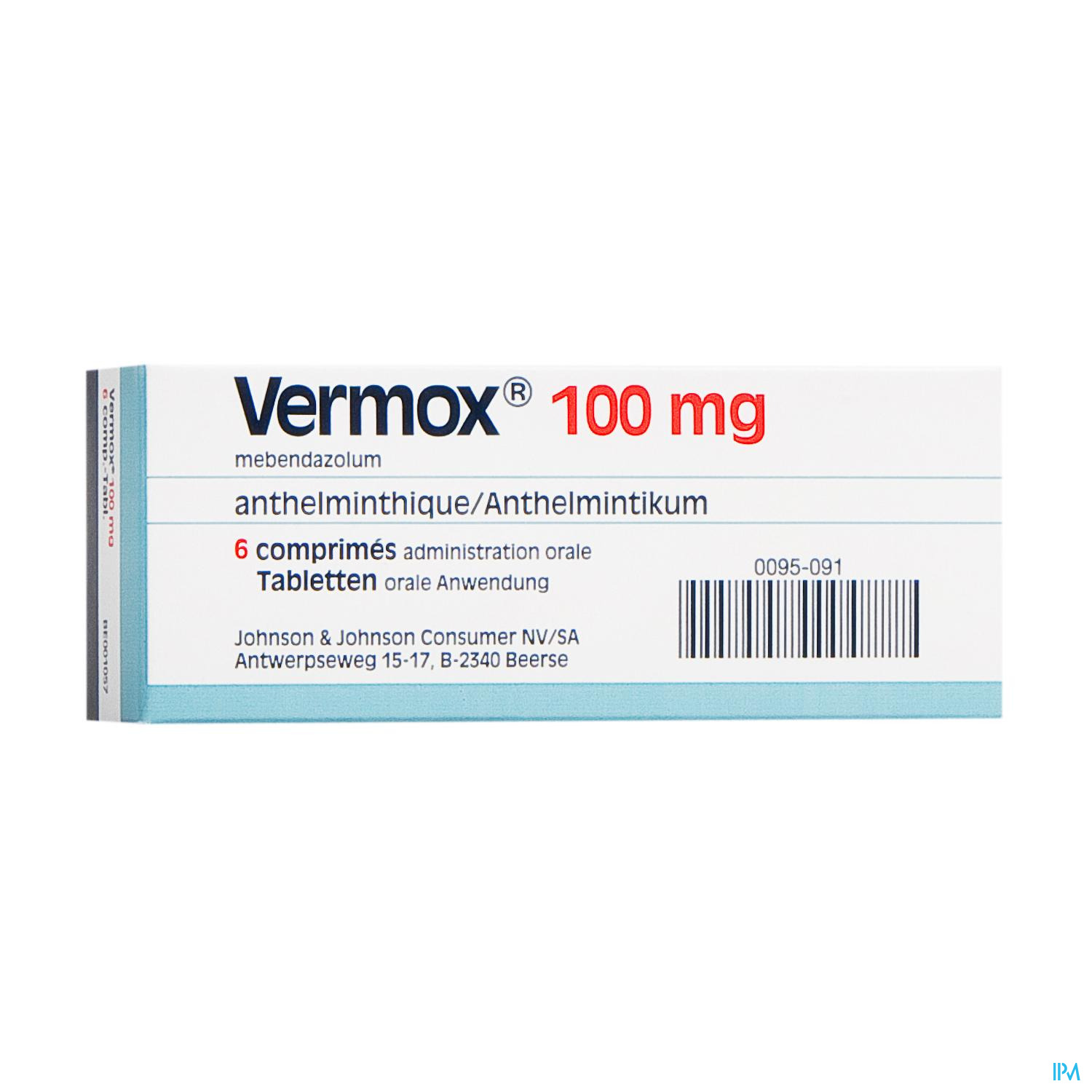 VERMOX 100MG CPR BT 6 — vue 1