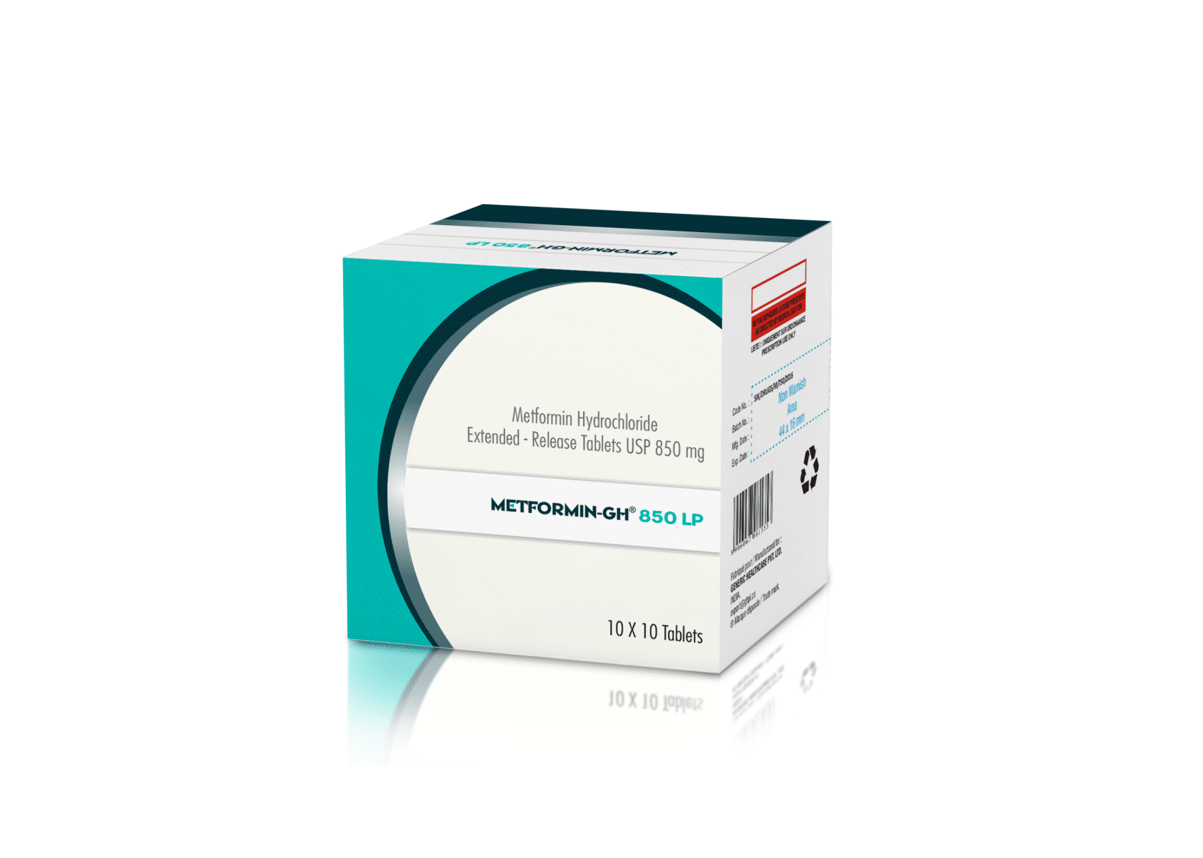 METFORMIN GH LP 850MG CPR B/100 — vue 1