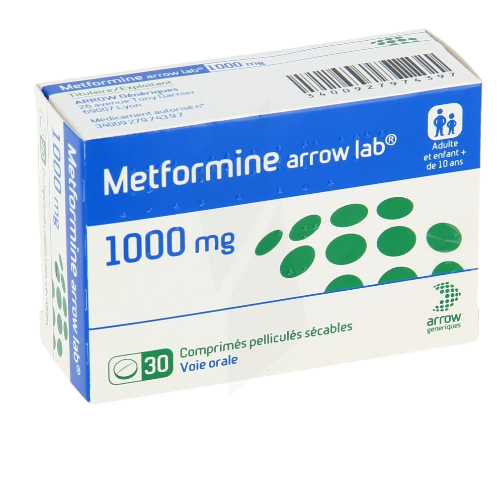 METFORMINE ARROW 1000MG CPR BT30 — vue 1
