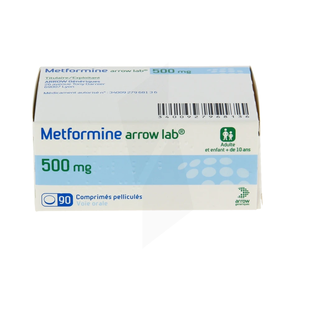 METFORMINE ARROW 500MG CPR PELL B/90 — vue 1