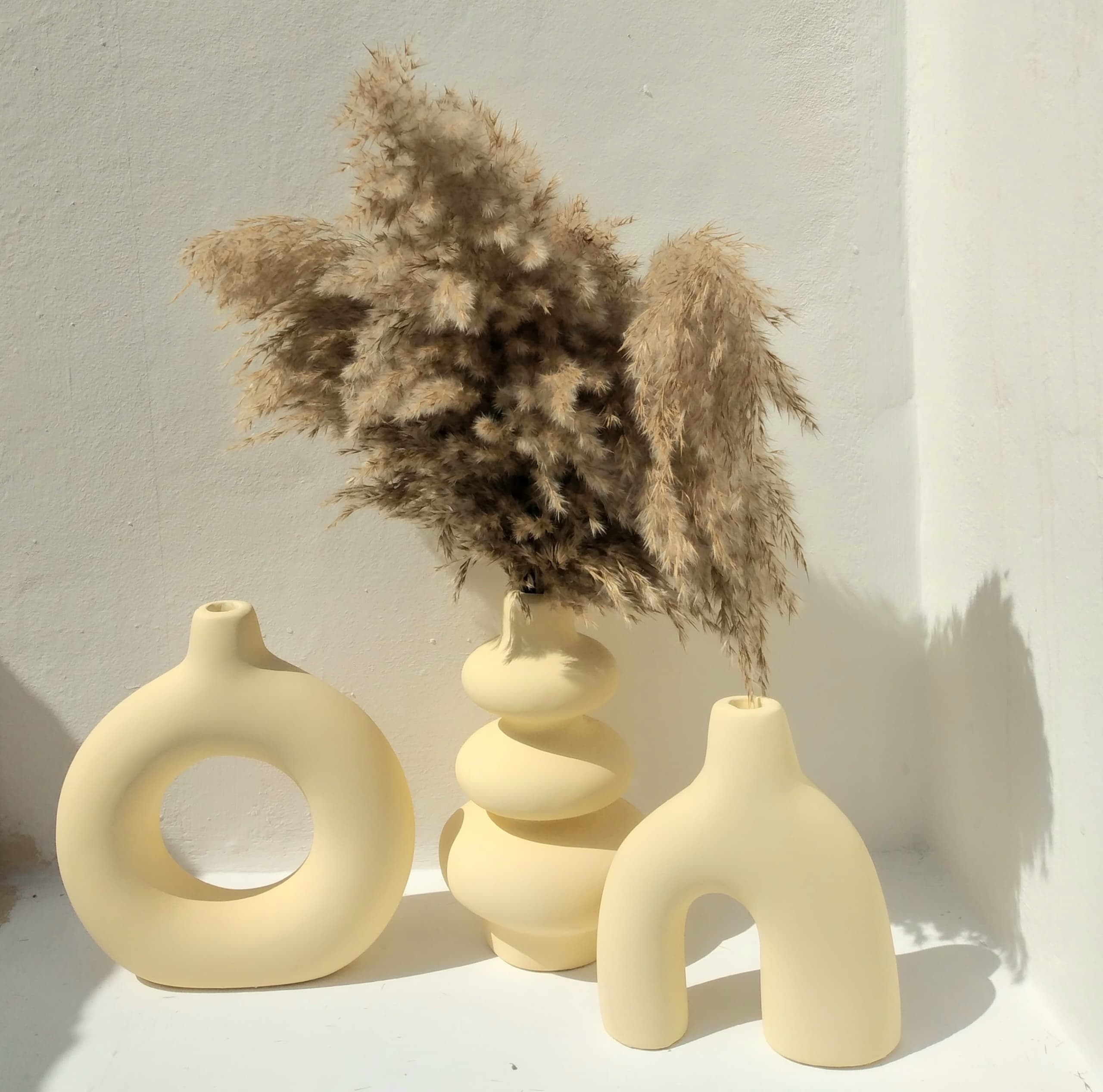 Lot de 3 vases décoratifs en céramique – Style moderne minimaliste