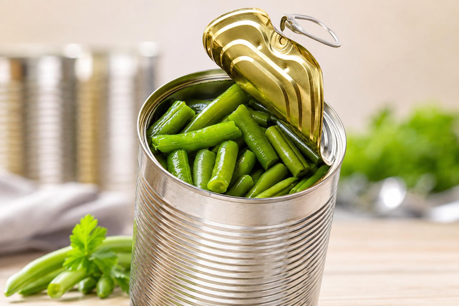 2 boîtes de conserves d'haricots verts proches de dates de péremption