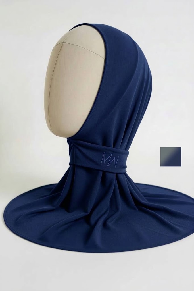 Cagoule Hijab Ajustable en Jersey – Bleu Marine — vue 1