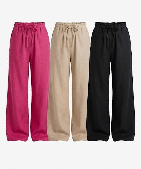 Pantalon Large en Lin à Taille Élastique – Confort & Élégance — vue 1